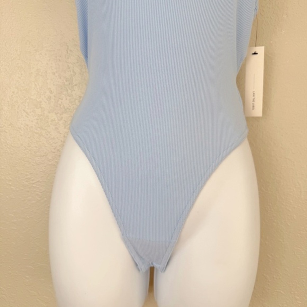 NWT Lani the Label baby blue ribbed back tie bodysuit XS‎ - Picture 3 of 7